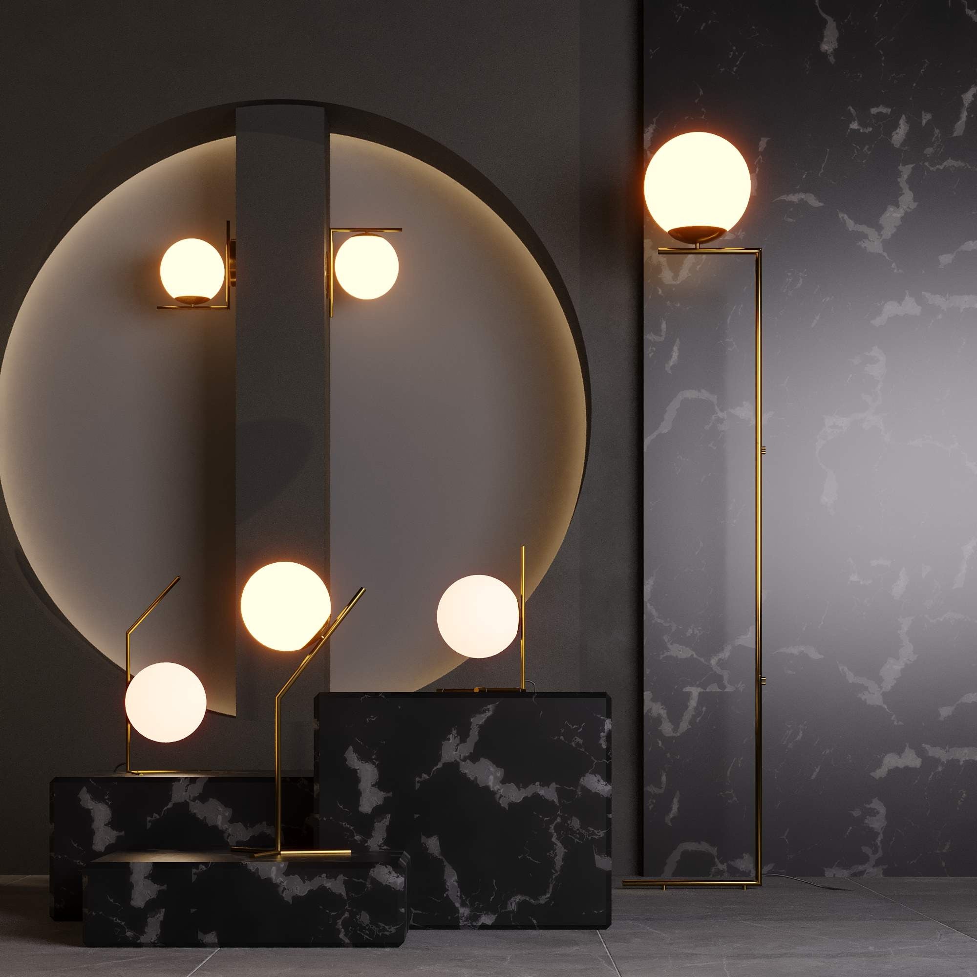 Aplique de parede bola de cristal 