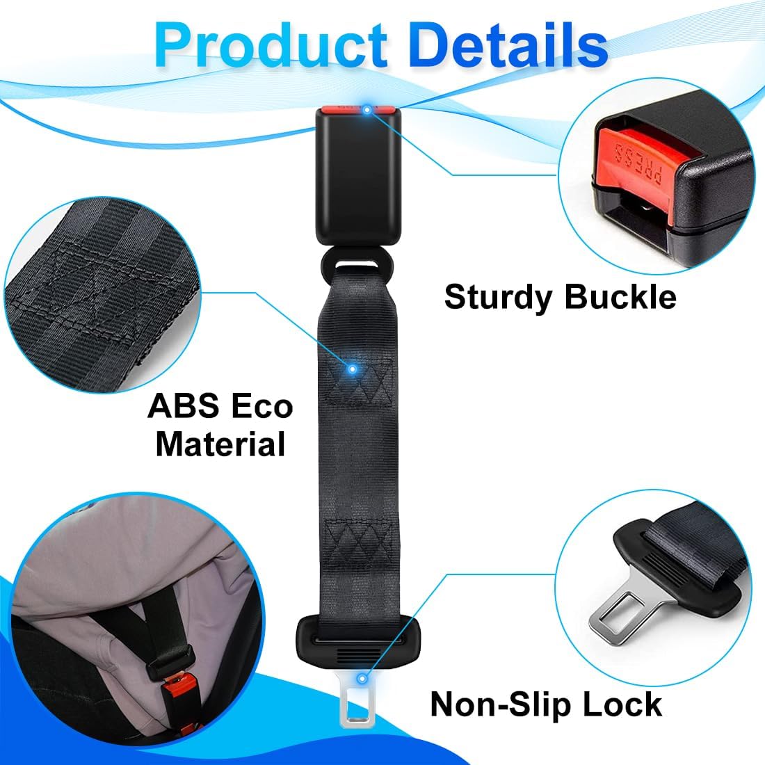 Accessoires de Voiture, 1pcs, Intérieur de Voiture, Sangle de Prolongation Semi-Fermée pour Ceinture de Sécurité, Intérieur de Voiture, Convient à l - 3