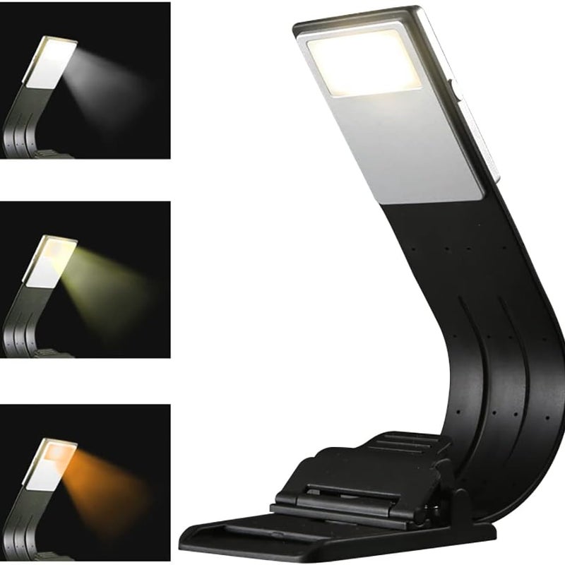 Lampka do czytania LED USB, 3-kolorowa lampka do czytania z klipsem chroniącym oczy, latarka LED dla czytelników, lampka do czytania