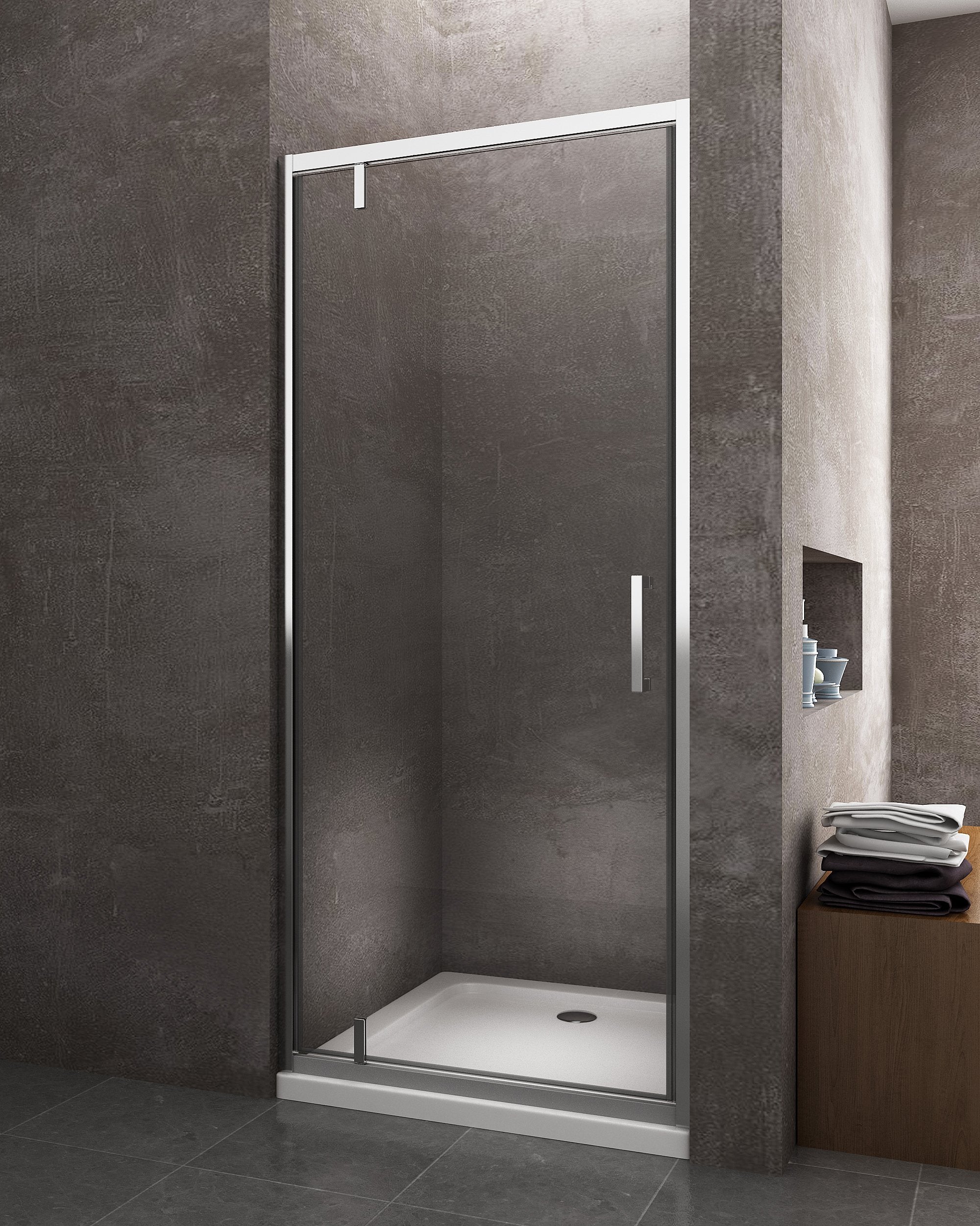 Porta Doccia Battente Roto-Traslante Con Perni Asimmetrici Telaio CROMO Reversibile Cm 71-74 H 200 - 2