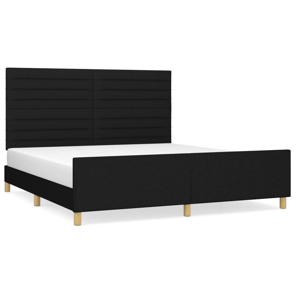 Cadre de lit sans matelas, tissu noir, pour la chambre, 160 × 200 cm - 2