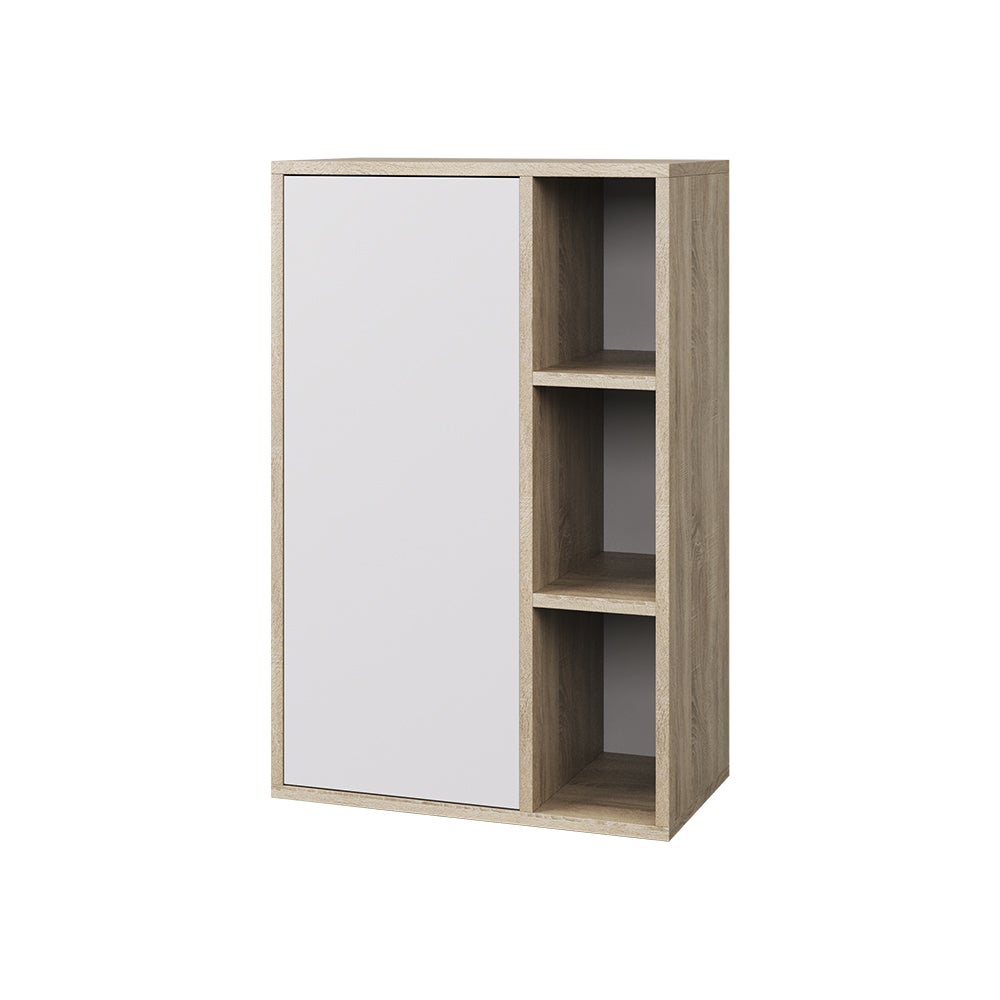 Vicco Półka ścienna Berno, Sonoma/Biały, 50.1 x 78.4 cm z 2 zamkniętymi przedziałami