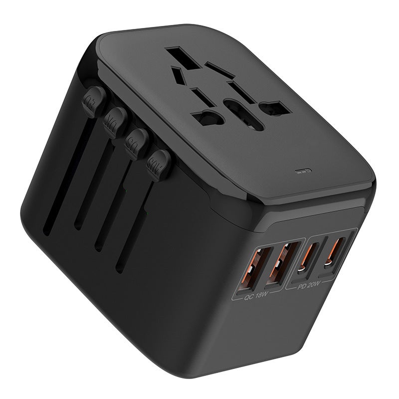 Uniwersalny Adapter Gniazdkowy, Uniwersalna Szybka Ładowarka Podróżna z 2 USB i 2 Type C, Adapter Gniazdkowy USA, na Francję UK EU Australię Japonię