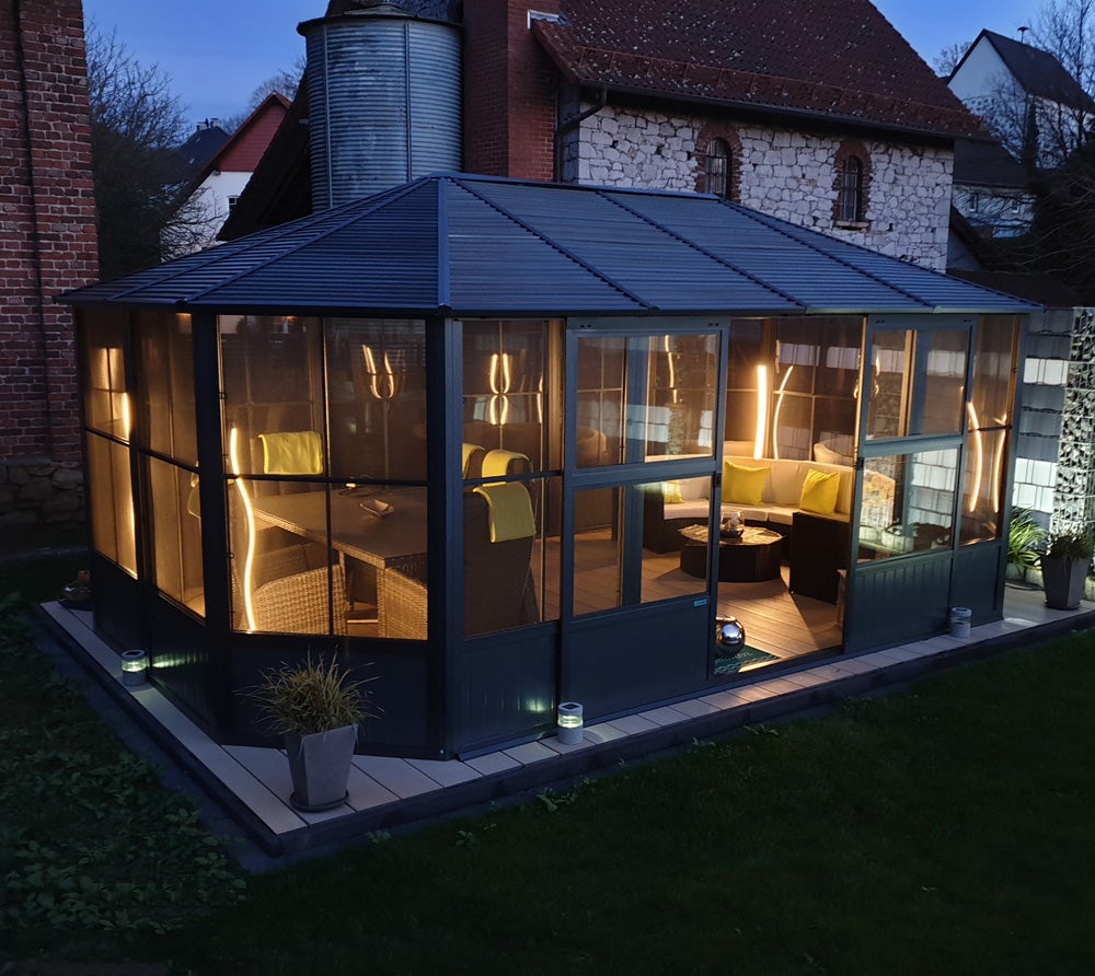 Sojag Alu Pavillon & Jardin d'hiver froid Charleston 1218 | Pavillon Hardtop | Anthracite | 384x594x281 cm - 4