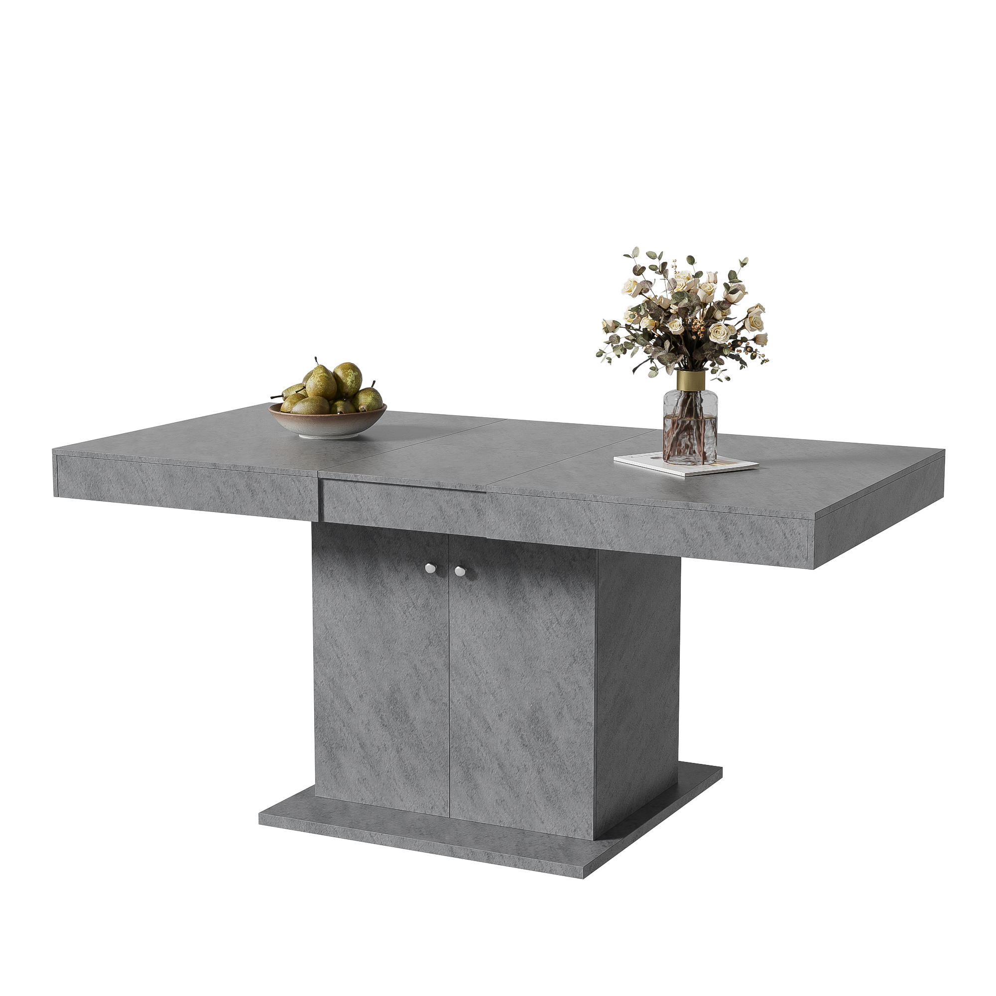 Table de bar extensible avec espace de rangement (138-204 × 39 × 105 cm), meuble de Table de bar extensible avec espace de rangement (138-204 × 39 × 105 cm), meuble de