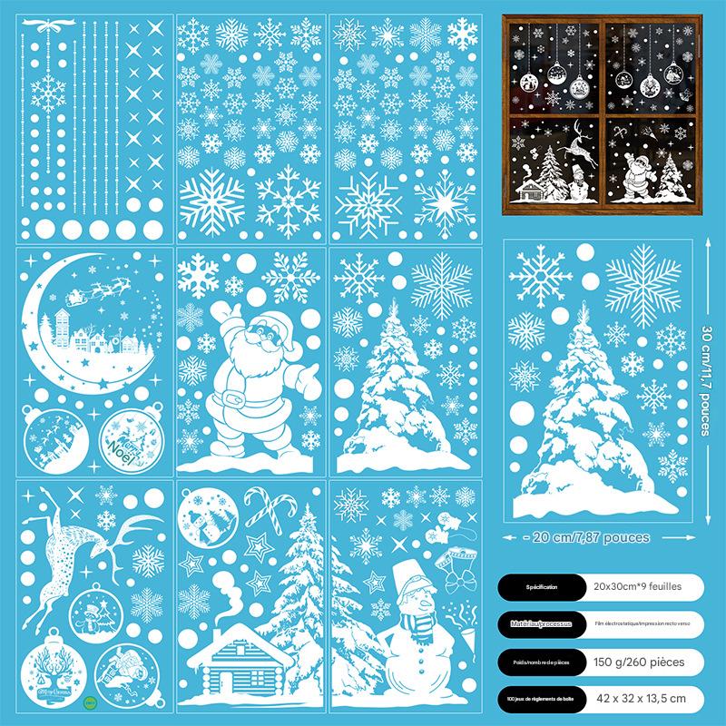Autocollant De Noël UMIPUBO Motif Grand élan Et Flocons De Neige, Blanc, 2x 30x90 Cm - Neuf