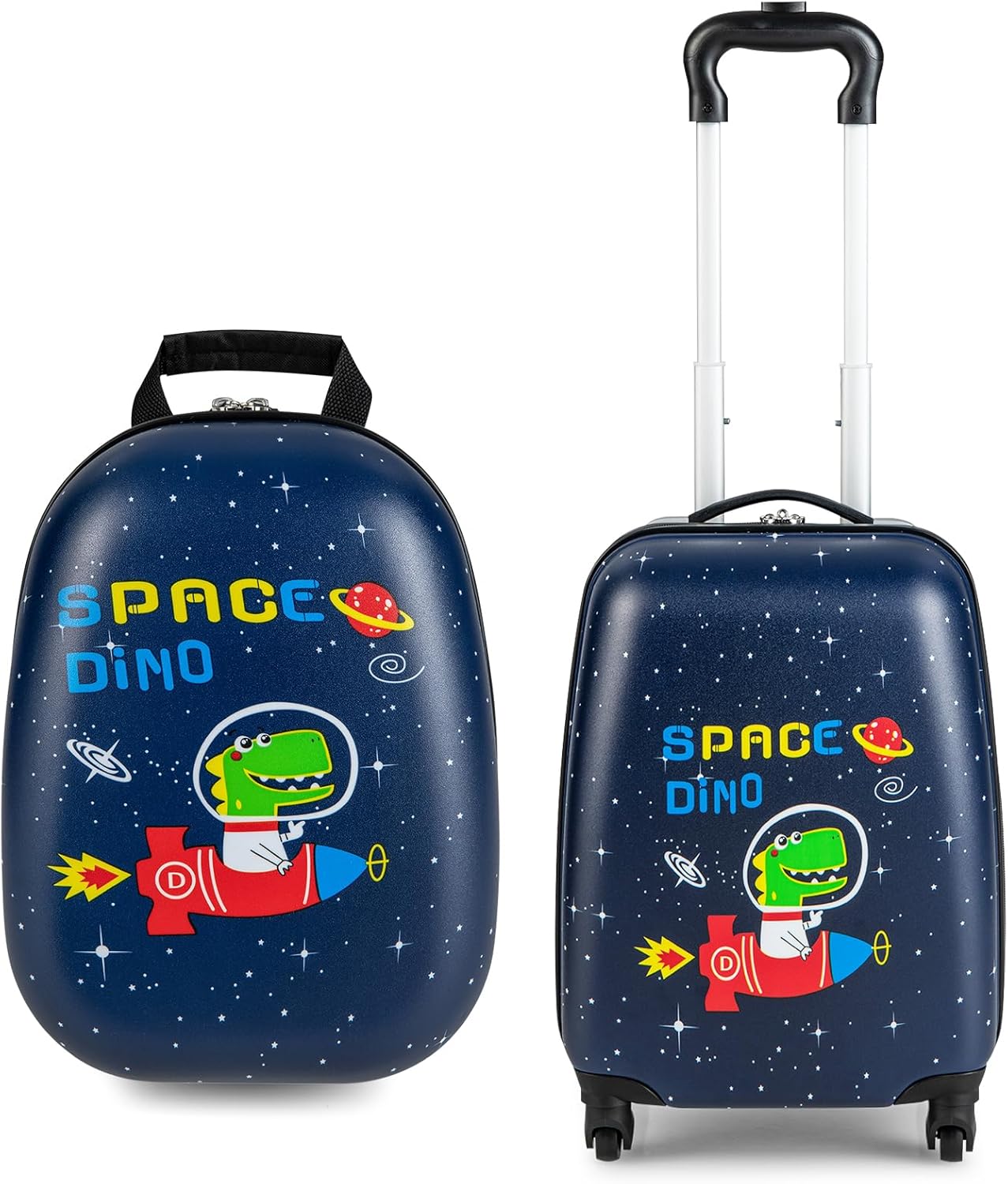 SOARS Valise Enfant 16 avec Sac à Dos 12 à roulettes, Poignée Télescopique 3 Niveaux, Matériau Robuste Léger 1,5 KG, Pour Fille & Garçon 3 Ans, Chouette
