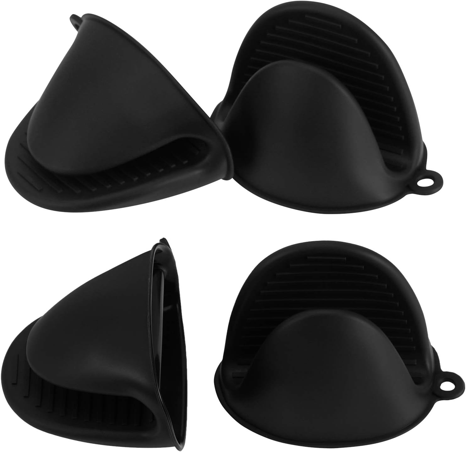 Rękawice kuchenne odporne na ciepło - Rękawice kuchenne - Silikonowe -2 pary - czarne