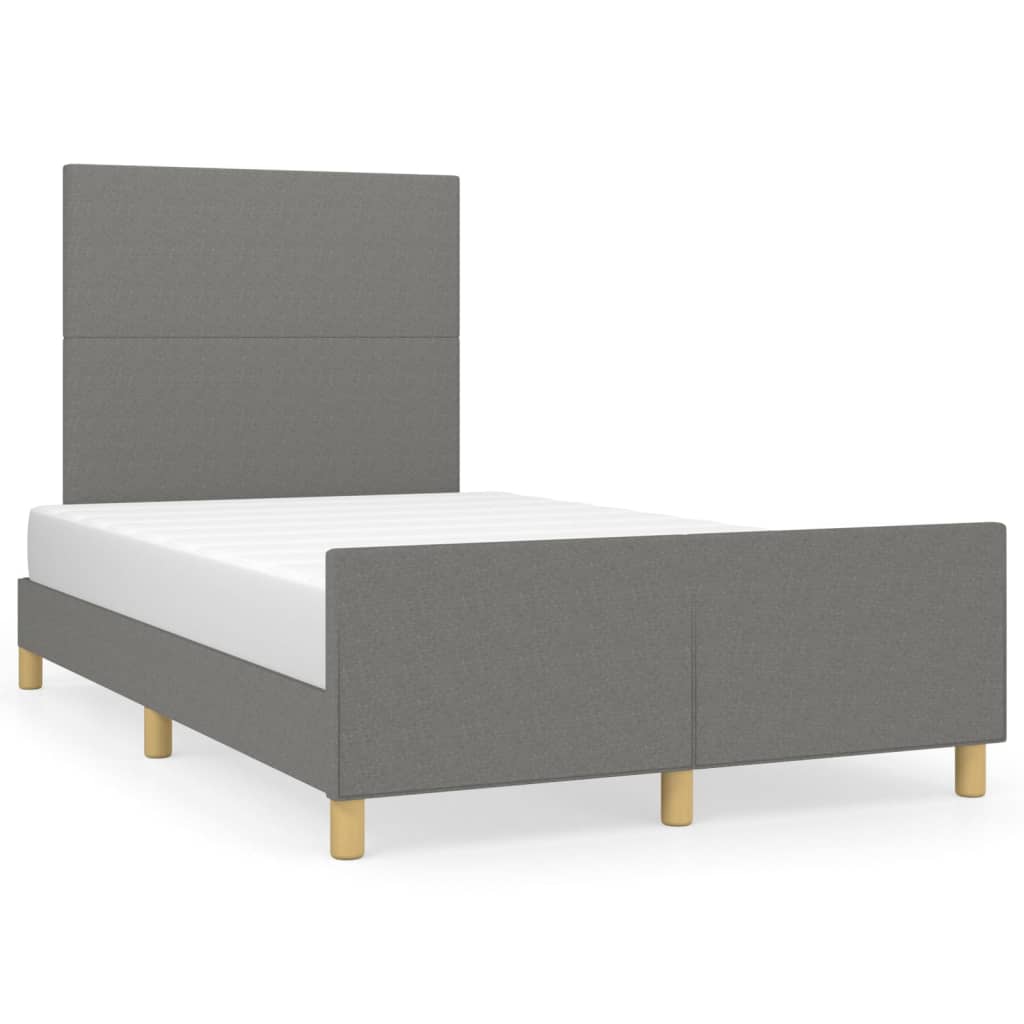 Cadre de lit sans matelas, tissu, gris foncé, pour la chambre, 120 × 200 cm - 2
