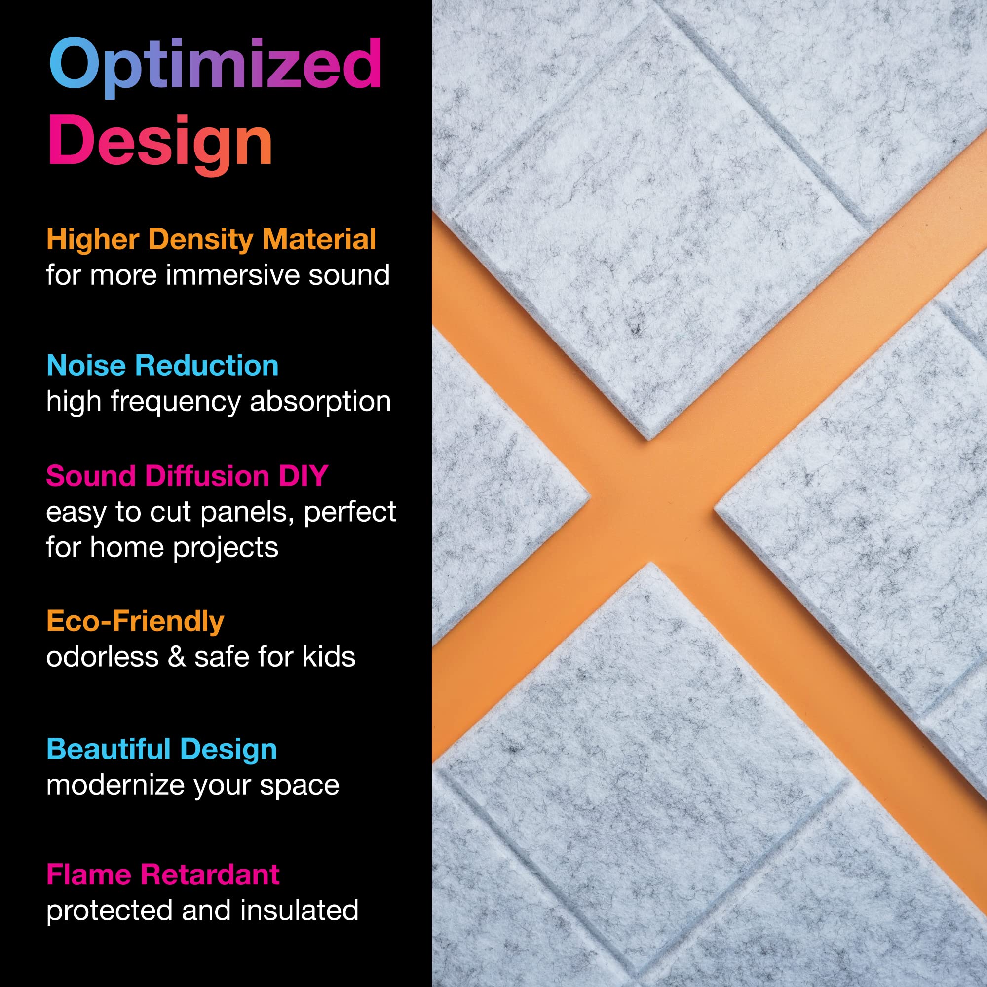 Paquet De 12 Panneaux Acoustiques Rembourrage Insonorisé, Panneaux Insonorisants à Bords