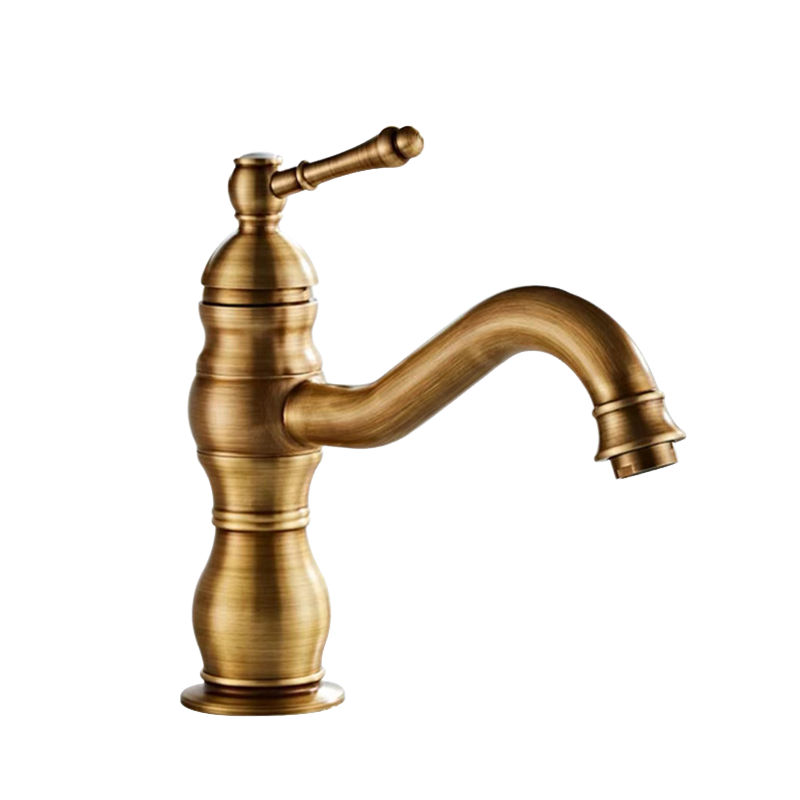 Retro złota obrotowa bateria łazienkowa, mosiężna bateria umywalkowa, bateria łazienkowa