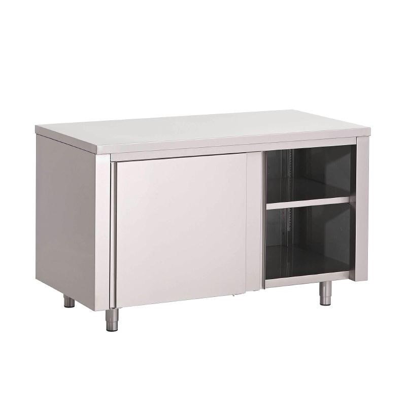 Meuble Bas Cuisine Inox - Porte Coulissante - Gamme 700 - Gastro M - l0- L180- P70- h0- Acier Inoxydable - 2