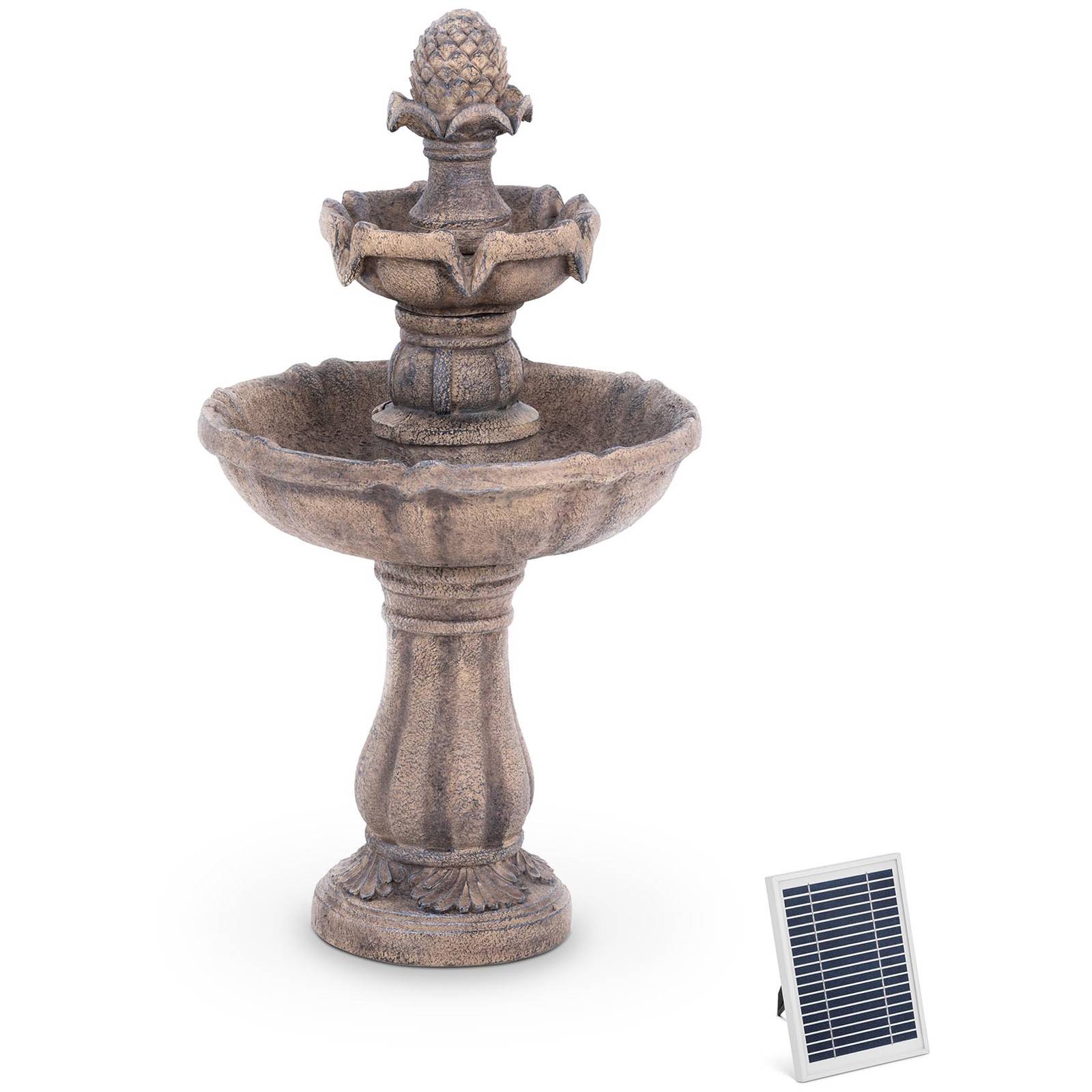 Fontaine Solaire Jardin Hillvert - 3 Niveaux Avec LED | Tête De Lion, Pompe 300L/h, Batterie Lithium