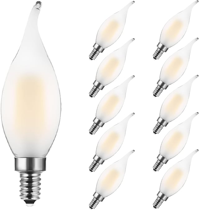 Ampoule LED E14 à filament à intensité variable, 10 ampoules à flamme, 4 watts consommés, équivalence incandescente 40 W, blanc chaud 2700 K et 400 LM