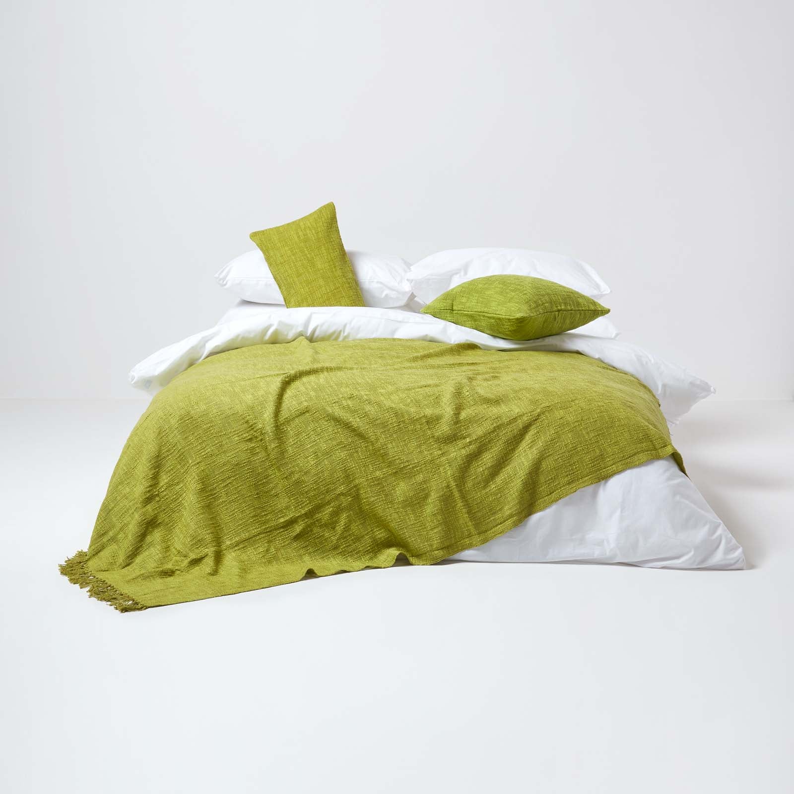 Homescapes Jeté de lit ou de canapé Vert Nirvana en coton, 150 x 200 cm - 3