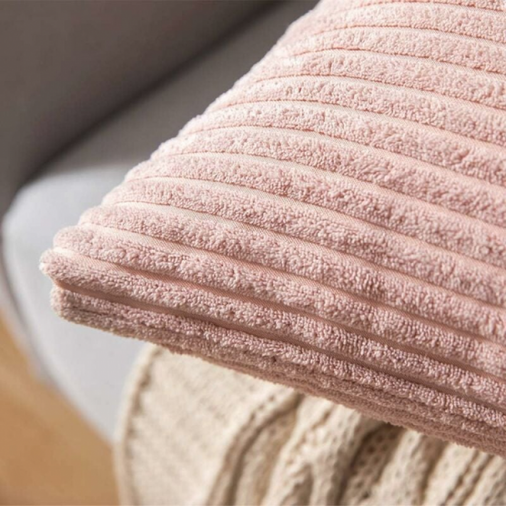 Lot de 2 45x45cm Rose Decorative Housse de Coussin en Velours Côtelé Canapé Taie d'oreiller Douce pour Maison Salon Chambre - 3