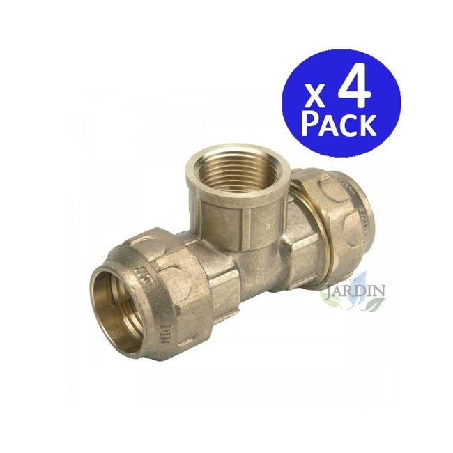 Set Di 4 Raccordo A T Filettato Femmina In Ottone 50mm X 1 1/2'' X - Foto 3