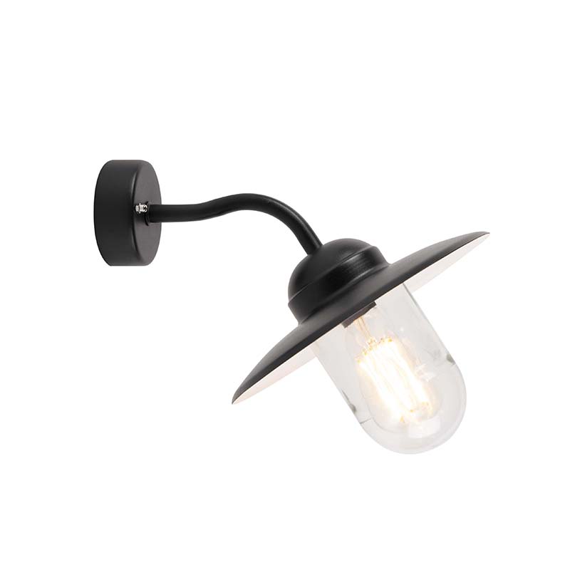 Qazqa industriel applique murale extérieure, lampe murale pour jardin - Munich - noir, max. 60w, e27, 26cm, IP44, rond - 9