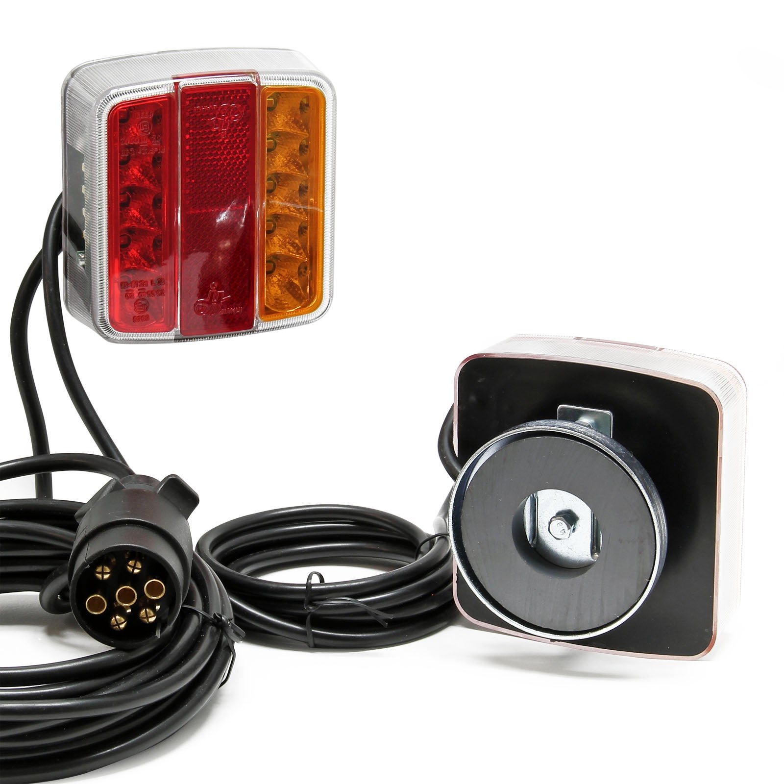 Tylne światła LED – z magnesem i wtyczką 7-pinową – 12 V, E11 – Oświetlenie przyczepy ciężarówki Tablica rejestracyjna – Bezpieczeństwo Wiltec