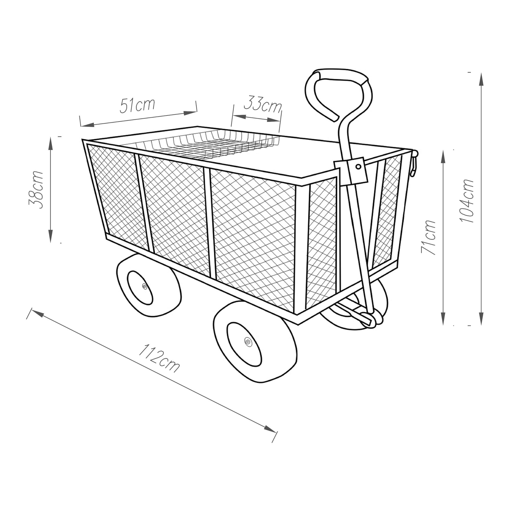 Chariot de jardin Corropoli parois latérales rabattables capacité de charge 550 kg noir jaune pro.tec - 2