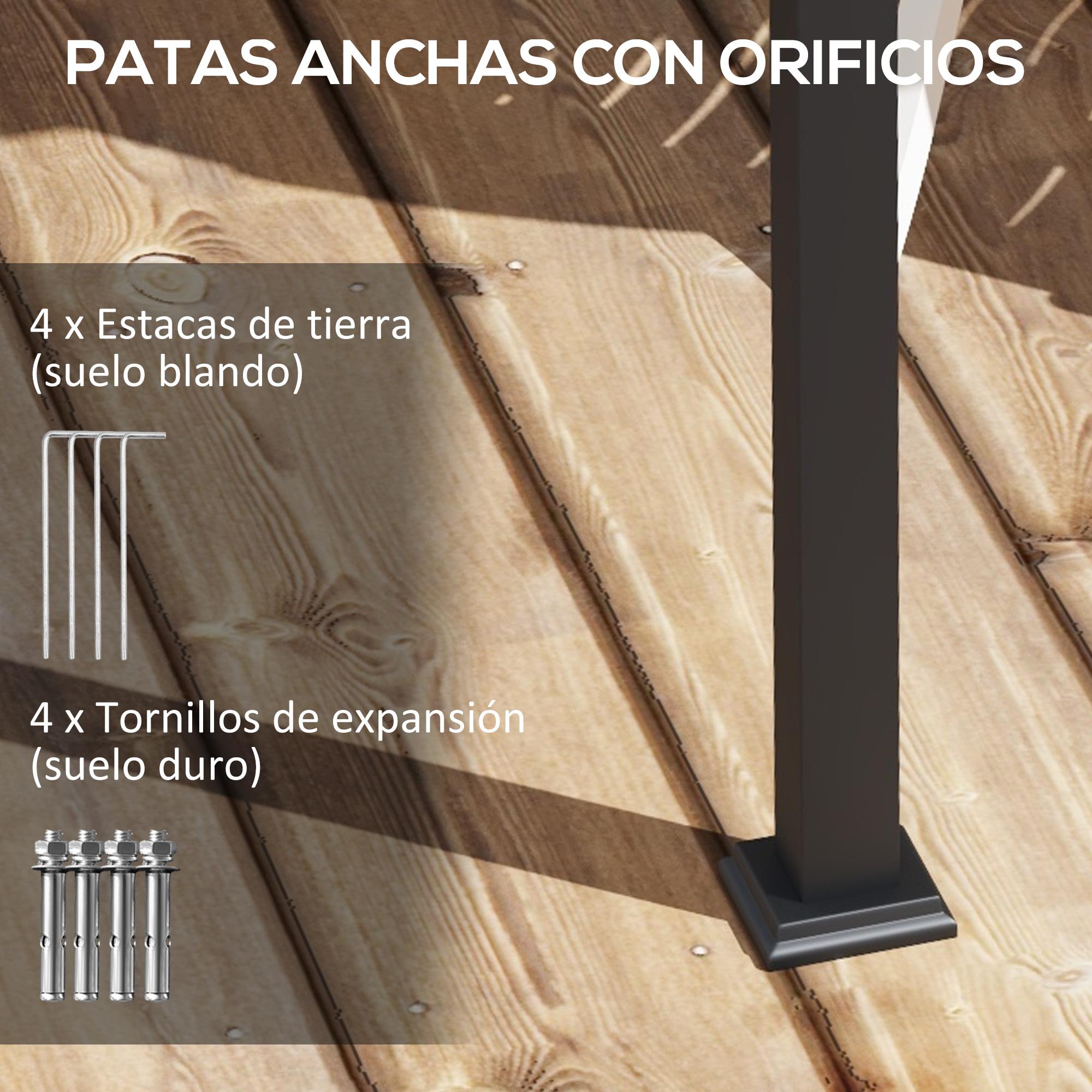 Pérgola Outsunny Acero, Poliéster Crema 397x297x230 cm - 6