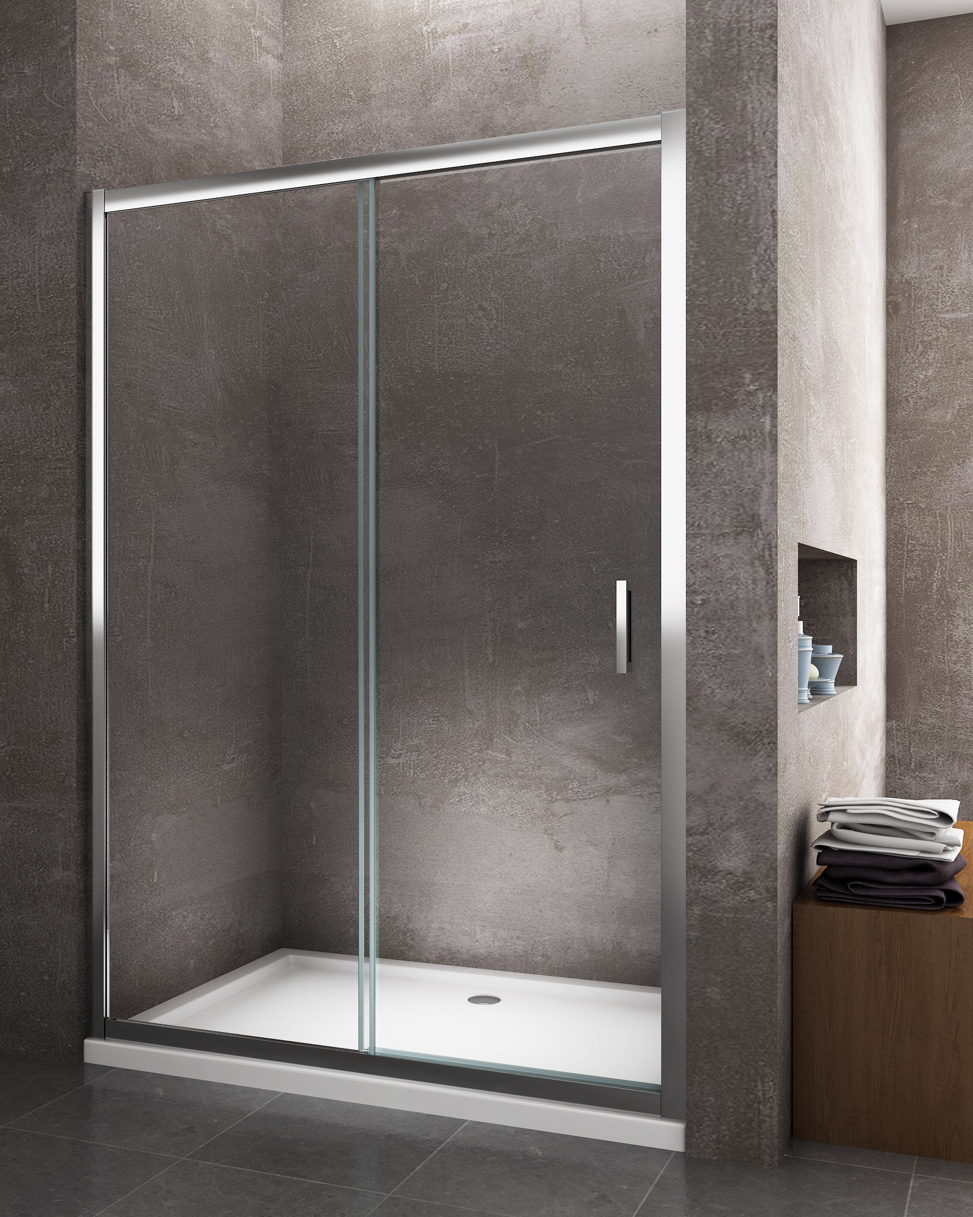 Porte de douche de 6 mm pour installation en niche H.190 avec overture coulissante – 155-160 cm - 7