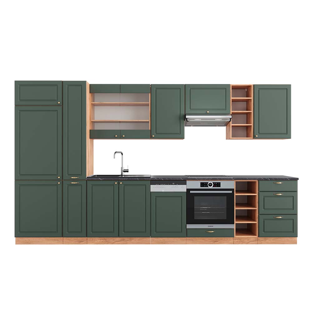 Vicco Zabudowa kuchenna Fame-Line, Green-Gold Country/Gold Power Oak, 355 cm , BP Antracyt