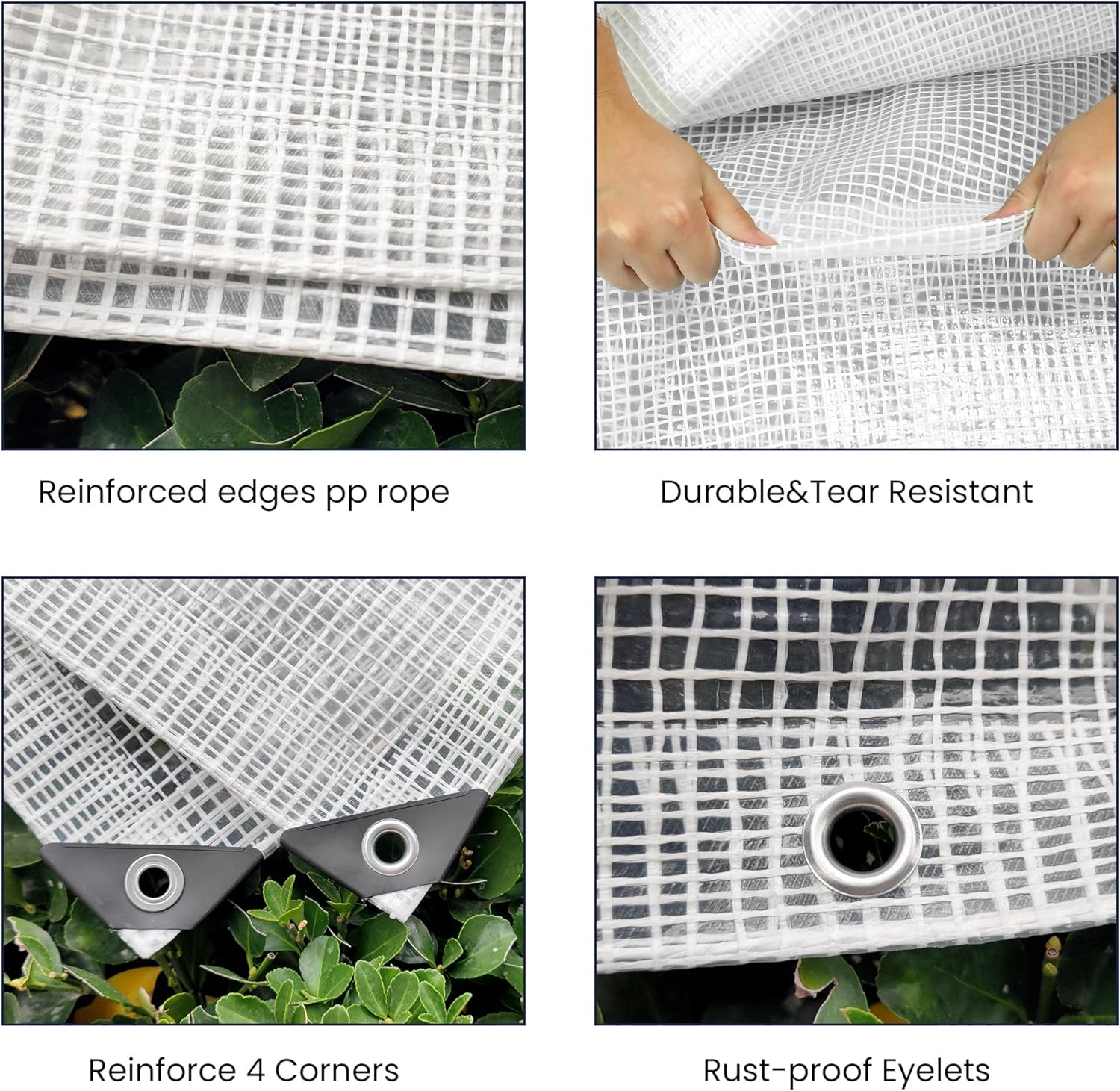 Bâche blanche transparente 3x5m adaptée à la serre extérieure de jardin couvrant la protection UV - 4