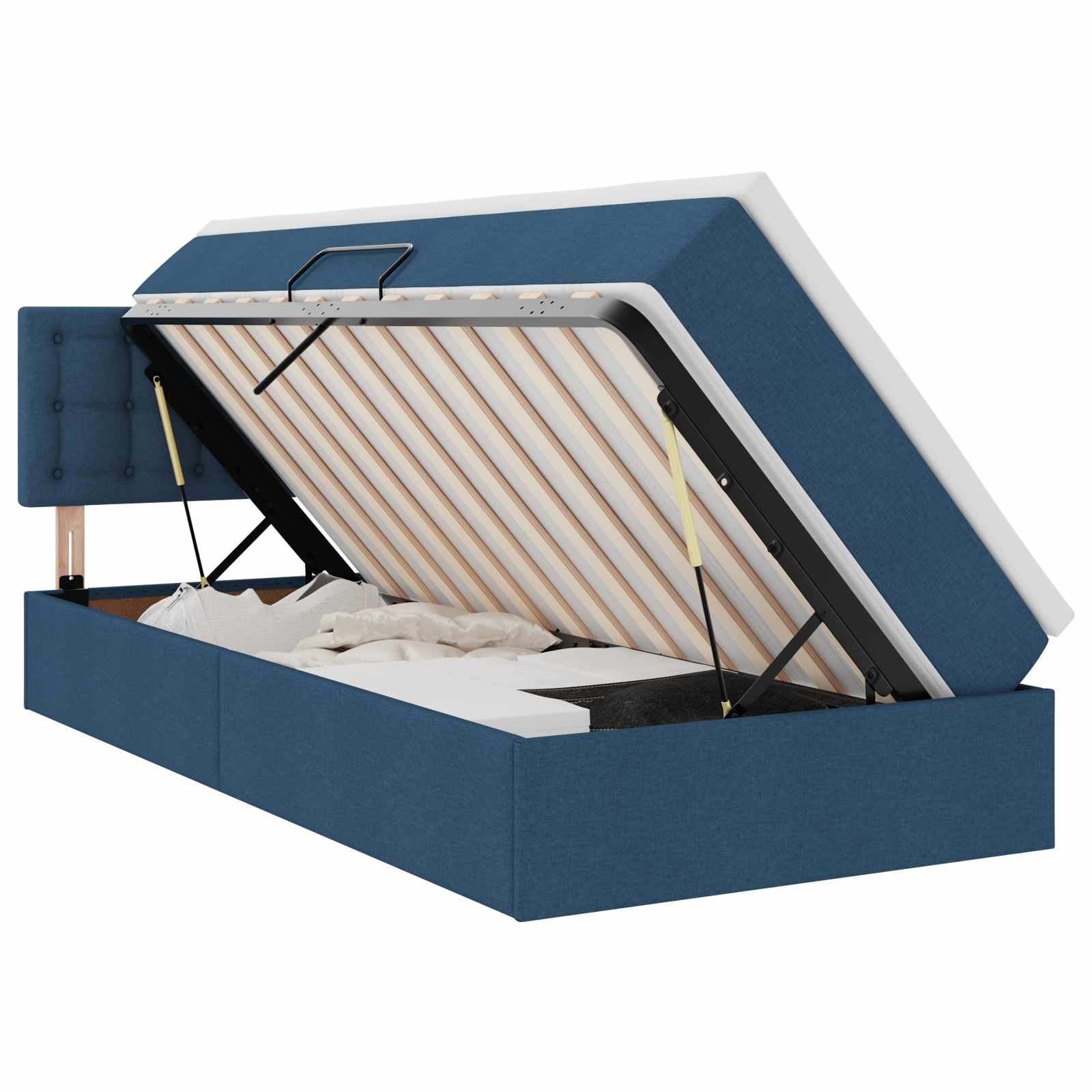 Lit avec rangement et matelas, bleu, en velours, pour la chambre, 100 × 200 cm - 2