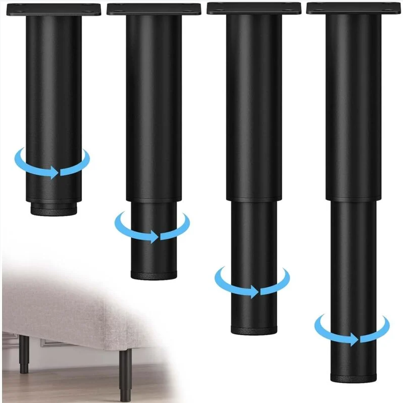 Regulowane metalowe nóżki do mebli 4 sztuki (18-30 cm), czarne, nóżki do szafki łazienkowej, odpowiednie do łóżek, sof, szaf, stołów