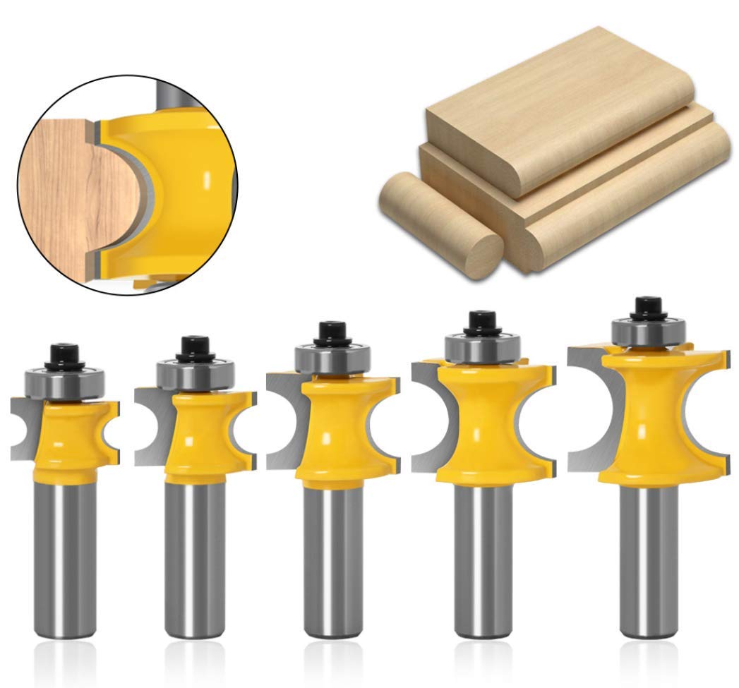 Tige de 1/2'' Edge Beading Bit, Half Round Bearing Bullnose Router Bit ...