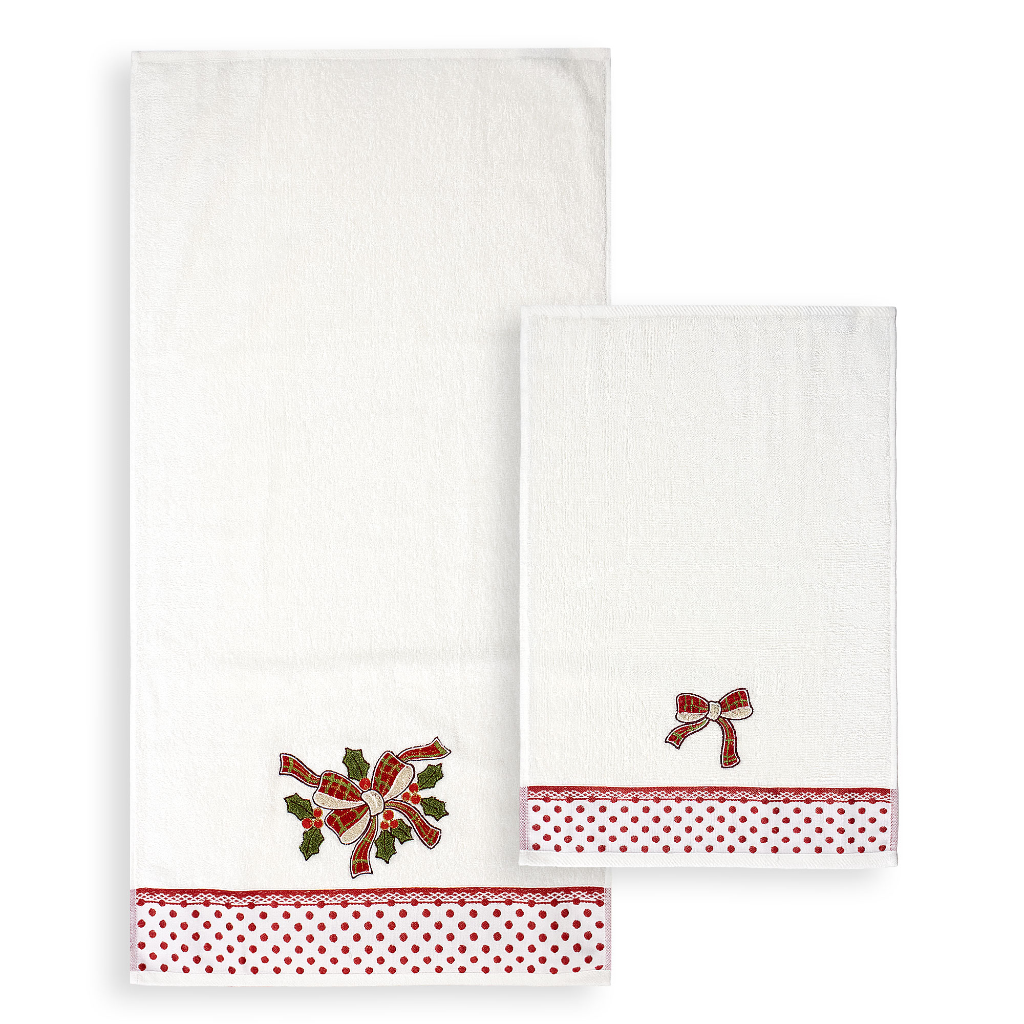 Asciugamani Natalizi Bagno set 1+1 in Spugna di Cotone Decoro Natale 6983 - 3