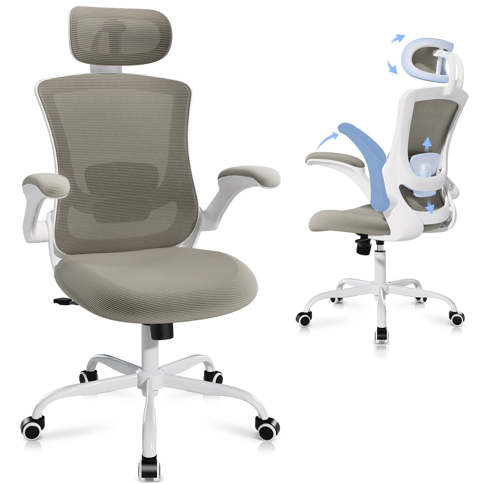 Sedia da ufficio ergonomica con supporto lombare e schienale in rete