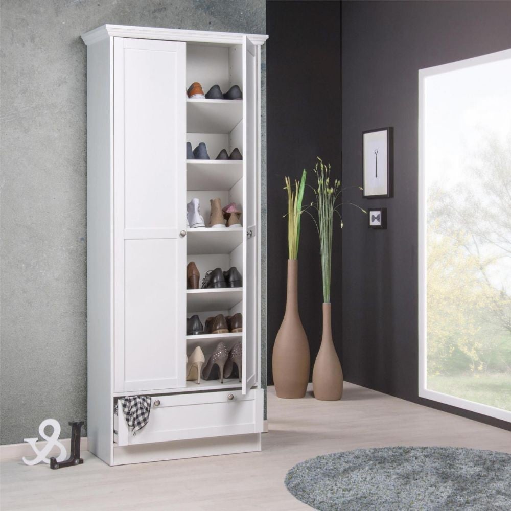 IRONCK Armadio Scarpiera Stretta Con Ripiani E Cubi - 8 Scomparti + 4 Ripiani Inclinati, Per Ingresso, Camera Da Letto, Bianco - 2