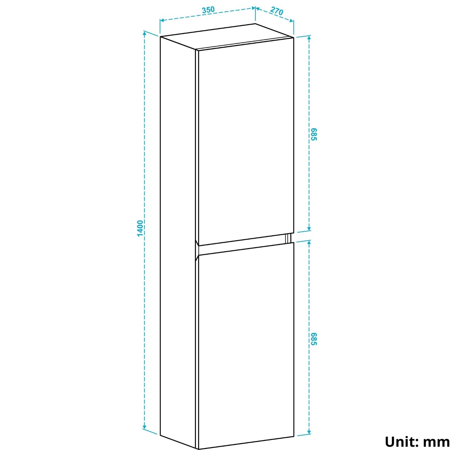 LOMAZOO colonne salle de bain Marbella chêne chaud - 140cm - 3
