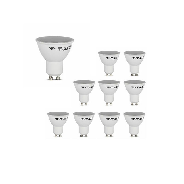 Lot de 10 Spots LED GU10 4,5W 100° Opal V-TAC VT-1975 - 110 ° - Blanc neutre - 4000K