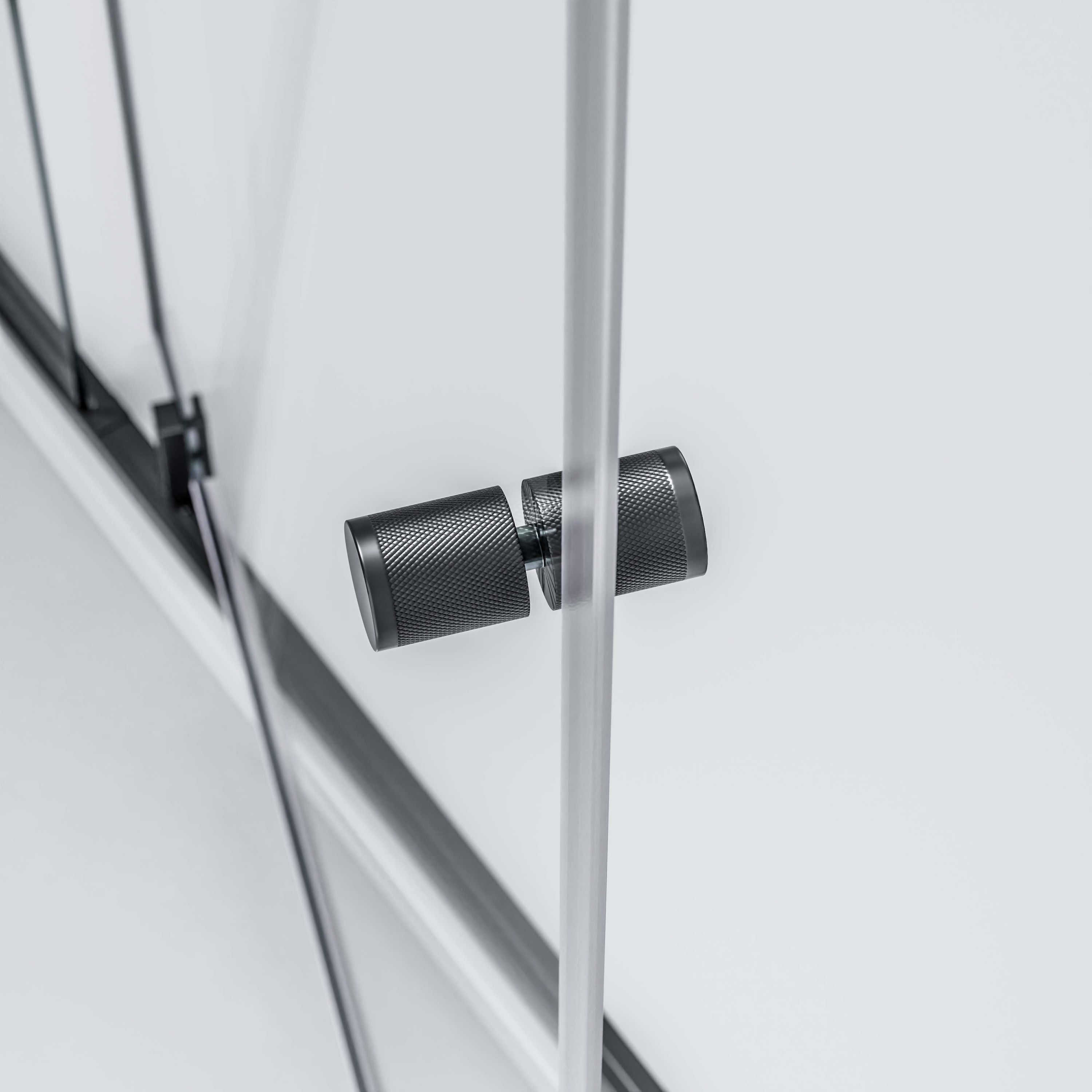 BERNSTEIN - Parete doccia a nicchia 110x195cm, profilo nero opaco, vetro 6mm, Box doccia ad incasso 1 anta battente - NT606 FLEX - 2