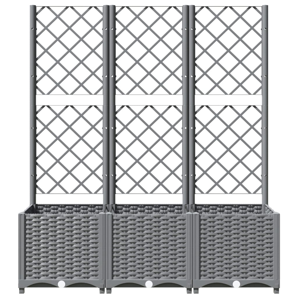 Maison Exclusive - Vaso/floreira jardim c/ treliça 120x40x136 cm PP cinza-claro - 4