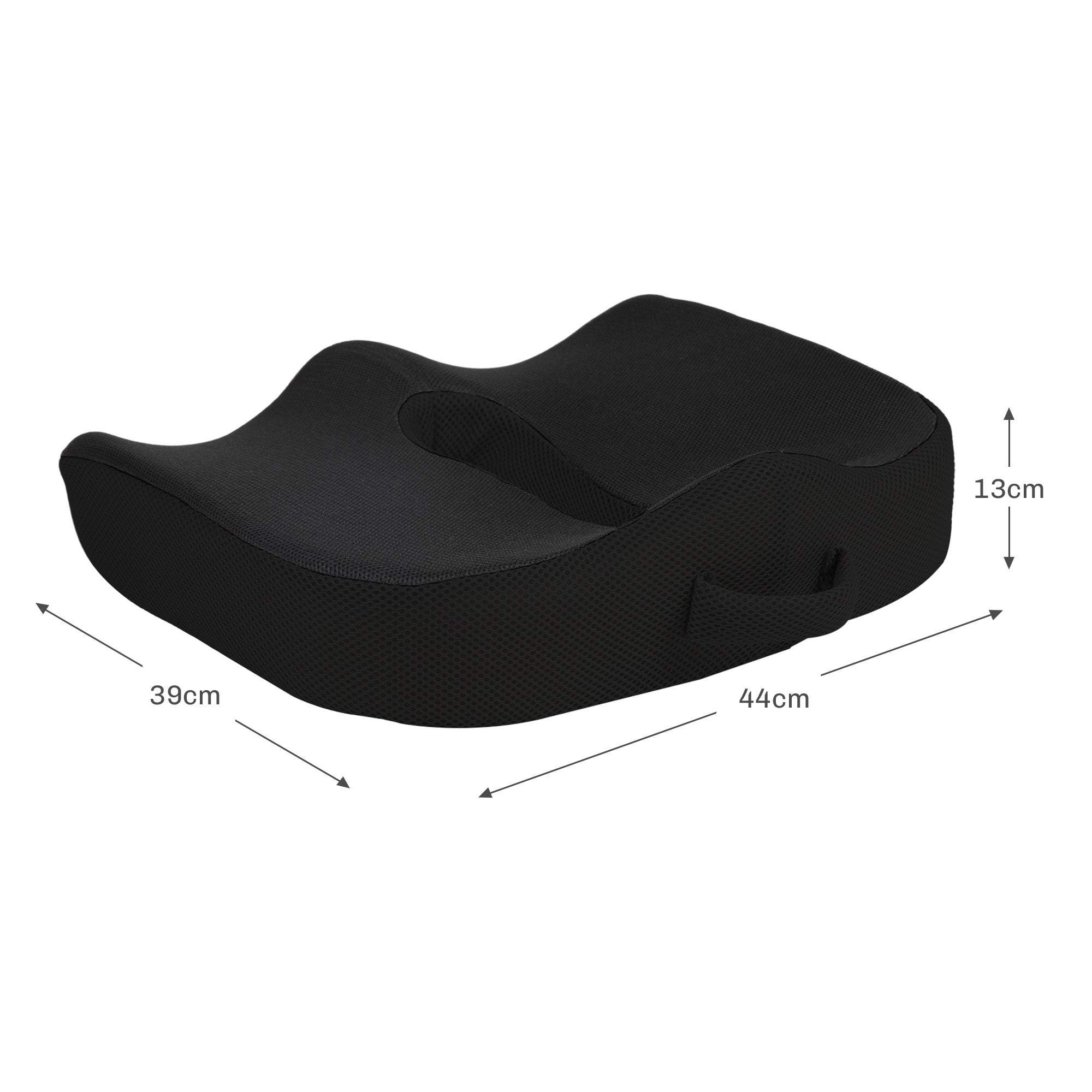 Almofada ortopédica cóccix 44×39×13 cm, espuma viscoelástica, antiderrapante, para escritório‑carro - 3