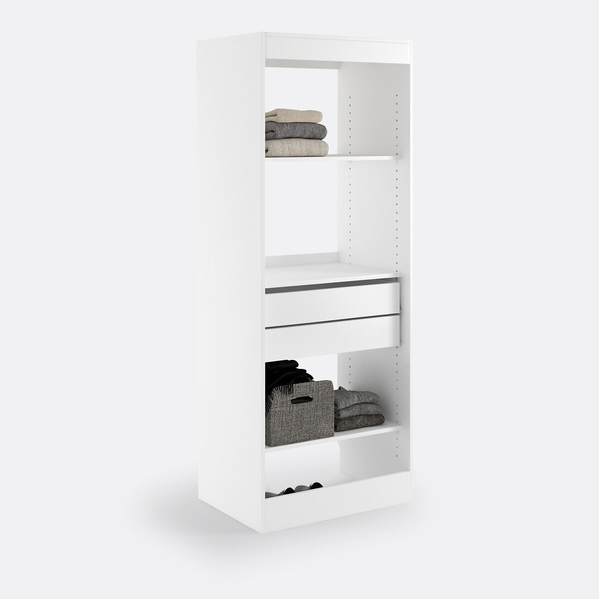Module dressing, 3 tablettes et 2 tiroirs Build - Blanc - taille unique ...