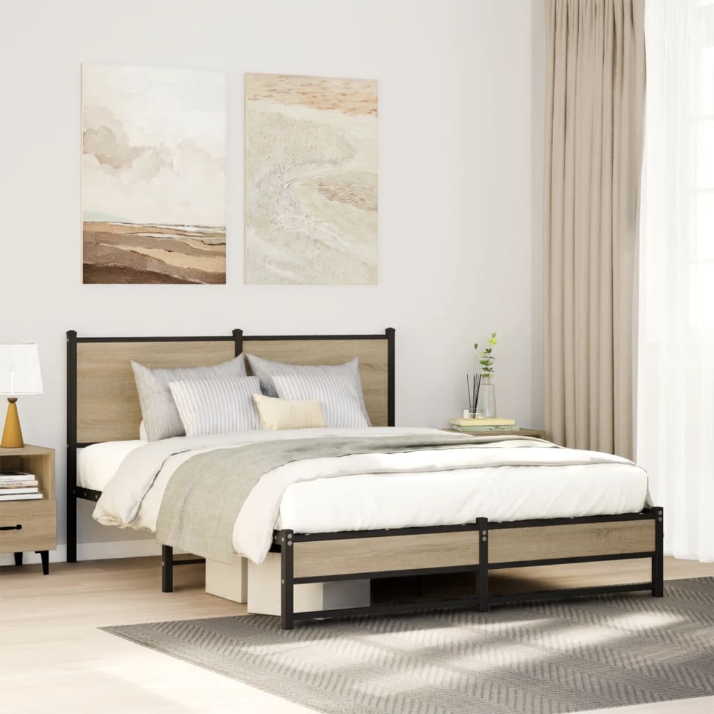 Łóżko Metalowe Czarne Rama łóżka Ze Stelażem Łóżko Do Sypialni Pokoju 140x190 cm