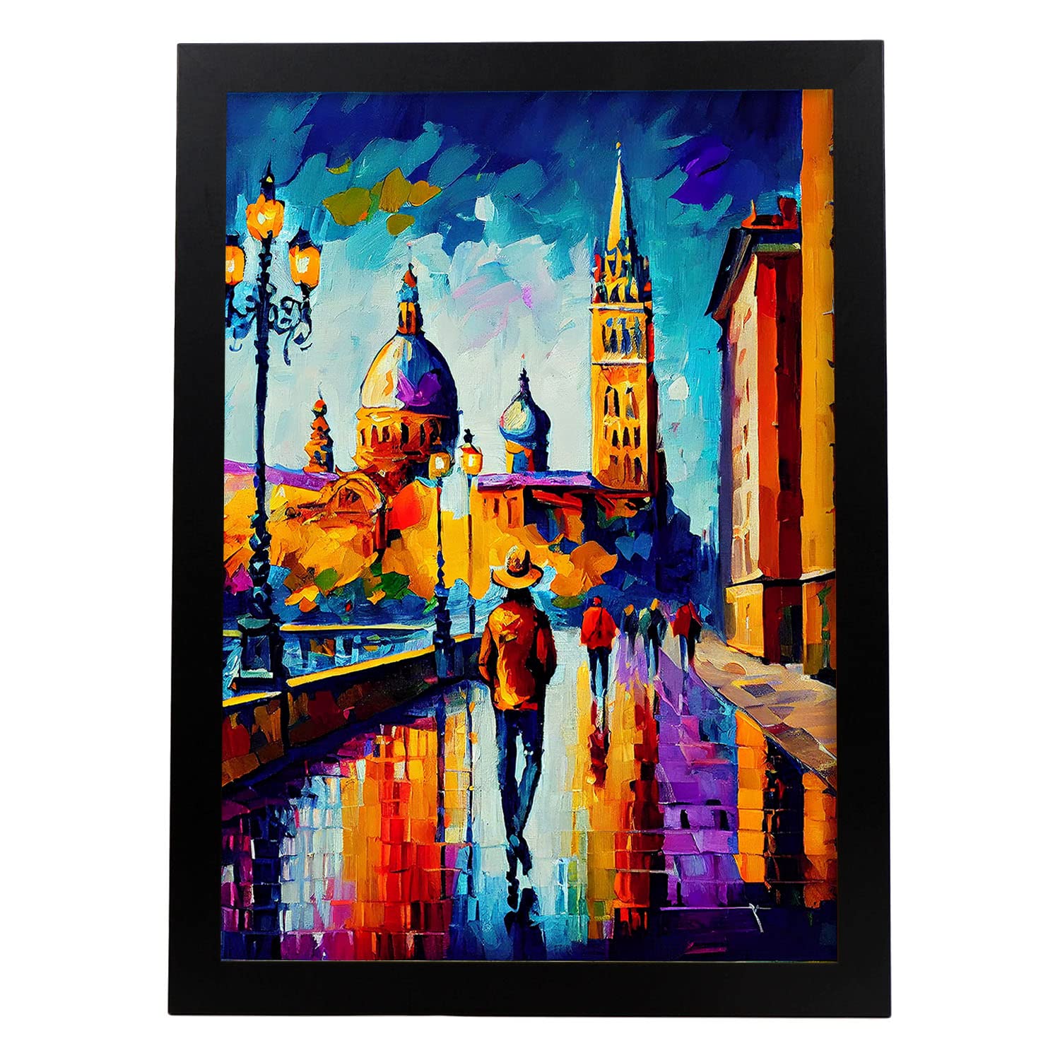 Nacnic poster de zaragoza en estilo pintura al óleo ilustraciones de monumentos en estilo fotográfico a todo color diseño y a3 marco negro
