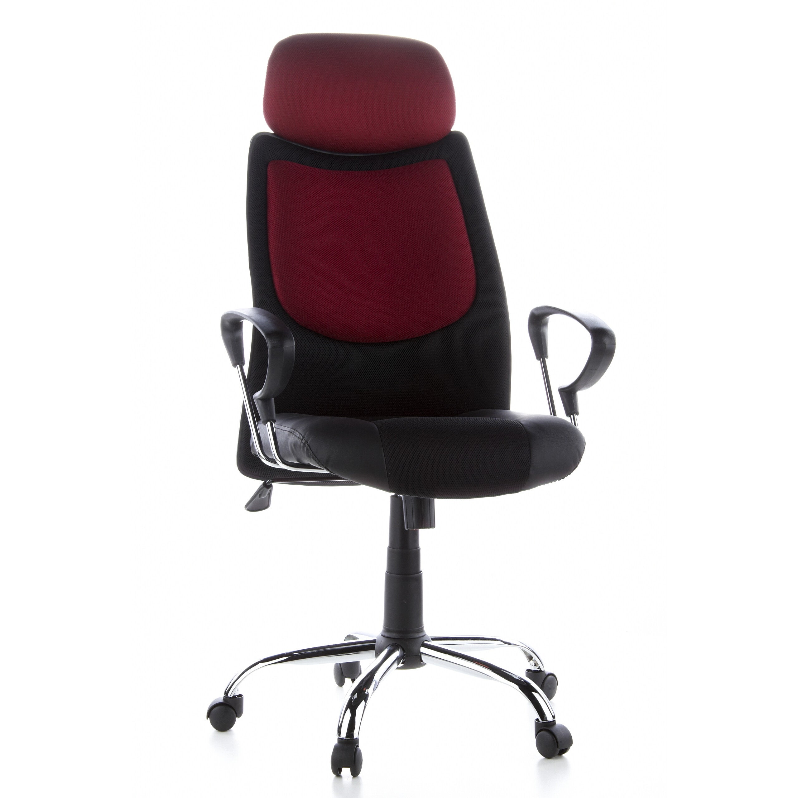 Silla de oficina / sillón de oficina city 80 piel sintética/tejido negro/burdeos cromado hjh office