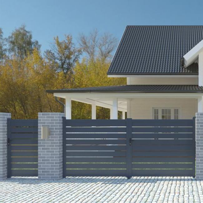 Pakiet bram skrzydłowych VOGEL 300B140 + brama VOGEL 100P140 szara