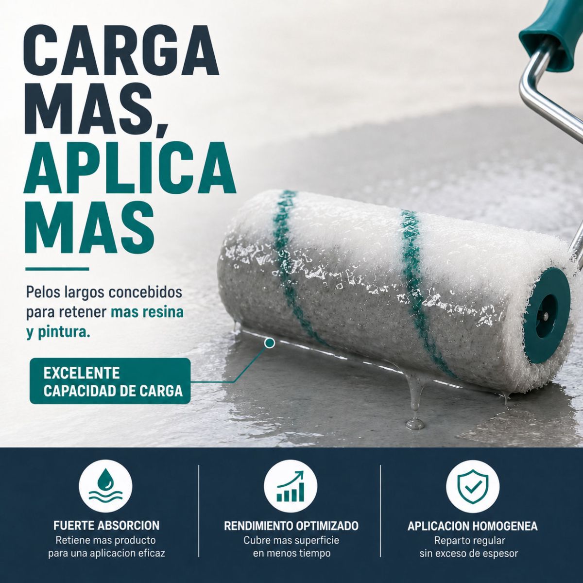 Rodillo de pelo largo para pintura: para fachadas, piscinas, exteriores - 180 mm - ARCANE INDUSTRIES - 2