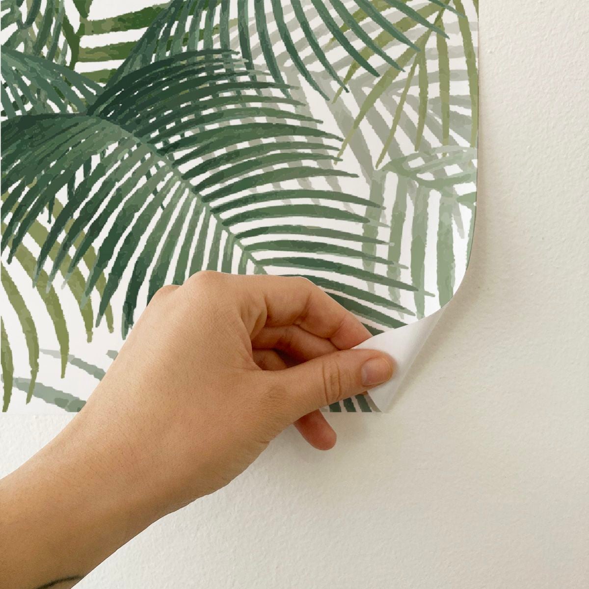 Papier peint adhésif jungle tropicales vert et blanc en vinyle lavable et amovible - 1 rouleau 50x300 cm - Decochic - 4