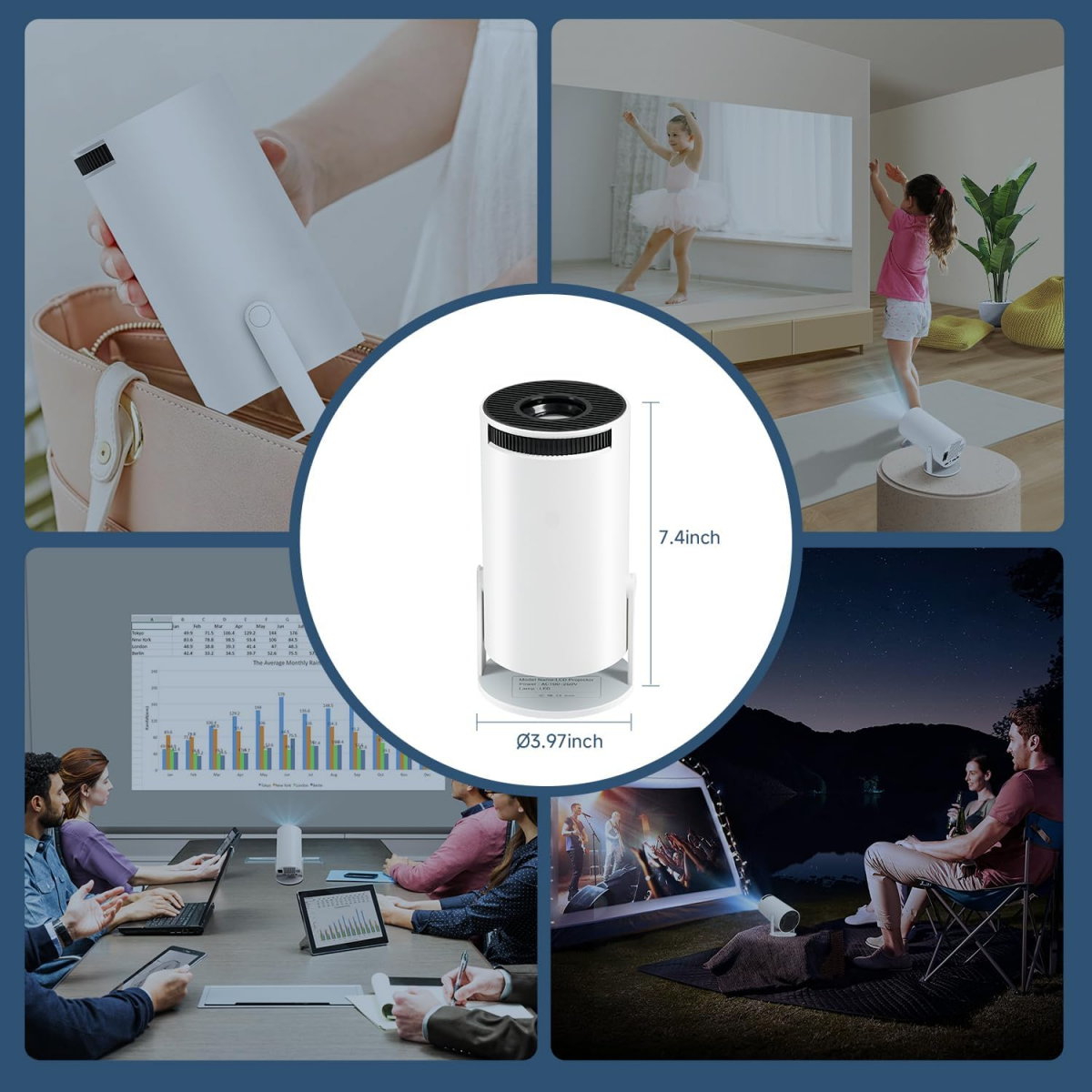 Projecteur 4K Videoprojecteur WiFi 6, Android 11 Retroprojecteur 1080P Full HD Supporté pour TÉLÉPhone PC 180° Rotation - 9