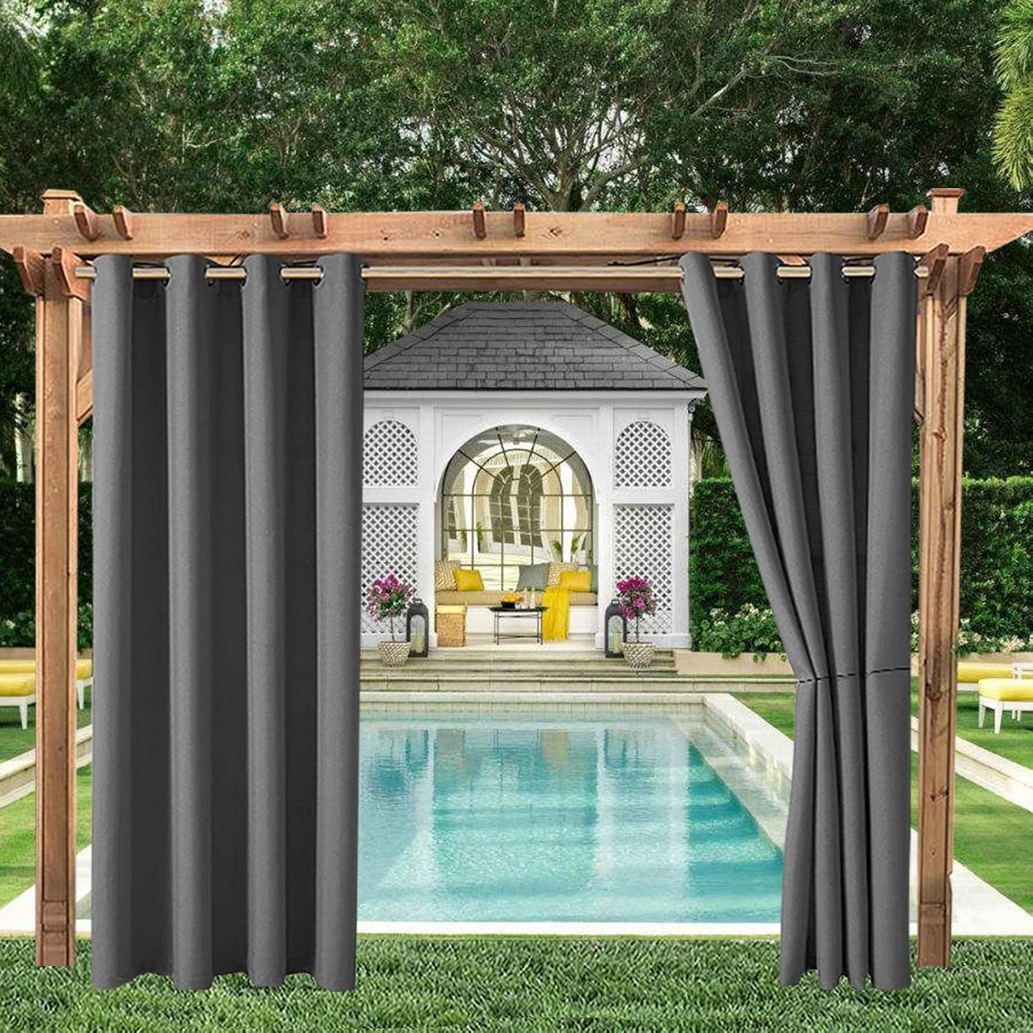 Tende Da Esterno, Tende Oscuranti Idrorepellente Termiche Isolanti Perfetta Per Giardini Gazebo Balconi Terrazza Tenda Oscurante Per Esterno Con Anelli 132cm X 213 Cm 2 Pannelli Beige