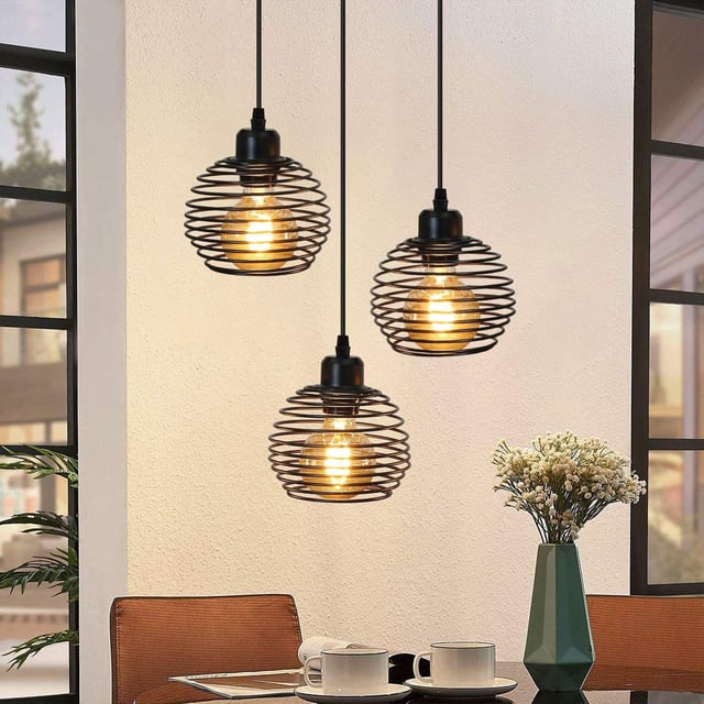 NETTLIFE Lampada a Sospensione in Metallo Nero Diam.30cm E27 Lampada a Sospensione da Industriale retrò Vintage per Soggiorno Studio Ufficio