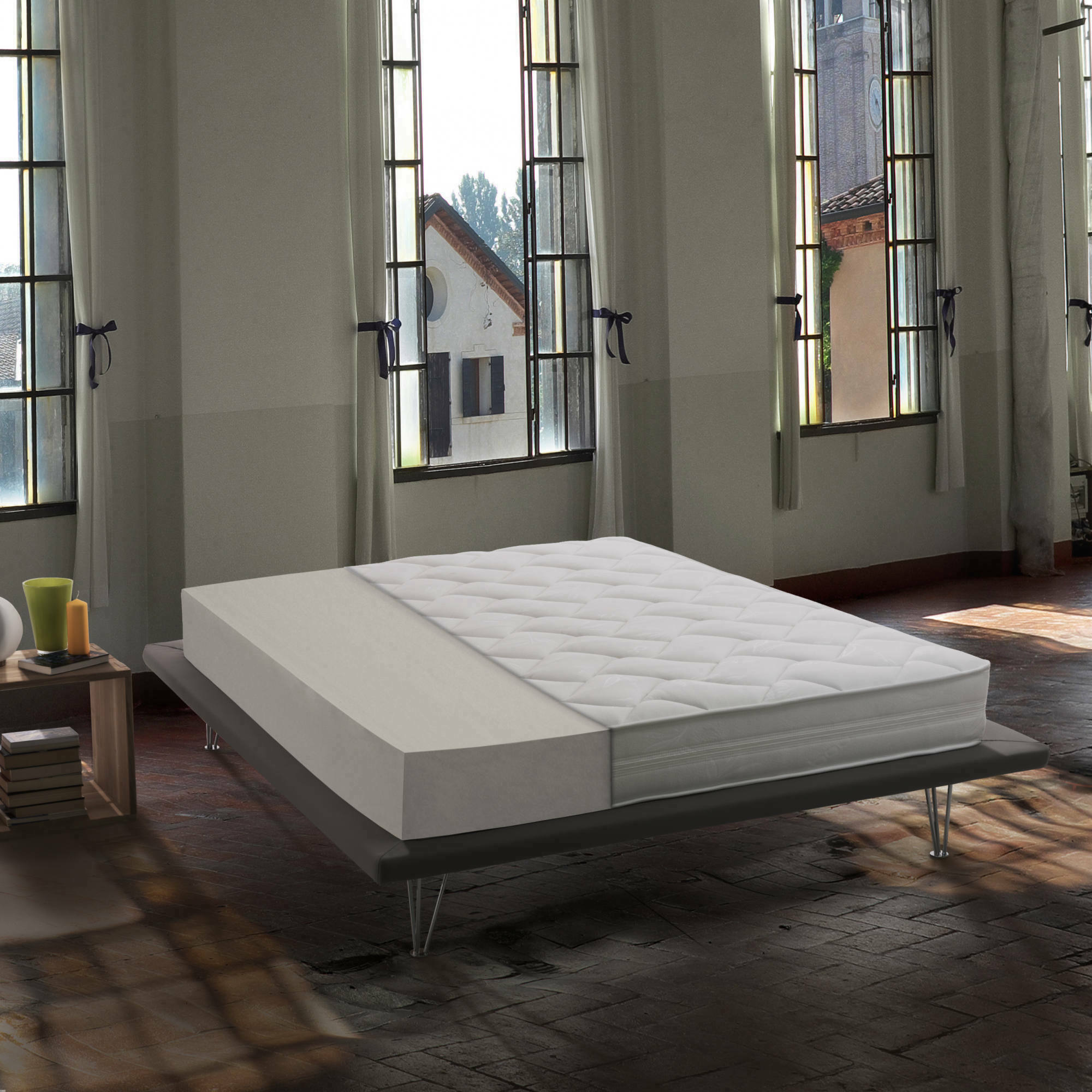 Colchón individual sibilla, colchón desenfundable waterfoam, 100% made in italy, antiácaros e hipoalergénico, 90x200h19 cm